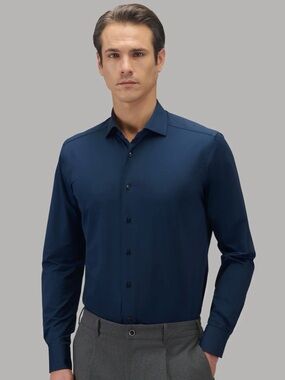 XACUS Navy Button Down Dress Shirt Size 17.5/44